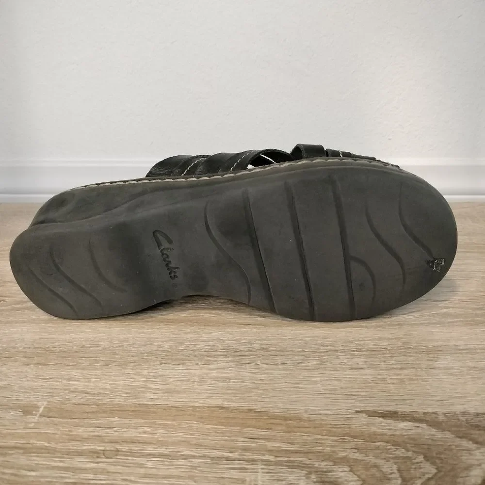 Clarks Black Women's Collection Lexi Selina Slide Leather Sandals Sz 7.5